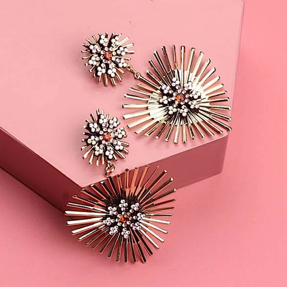 2 FOR $20 Rhinestone Decor Heart Charm Drop Earrings - Picture 4 of 5